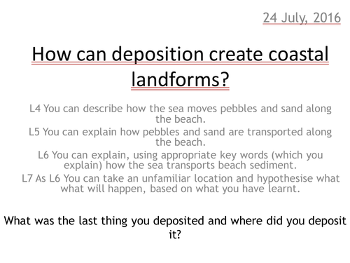 Longshore drift; spits, bars and tombolos