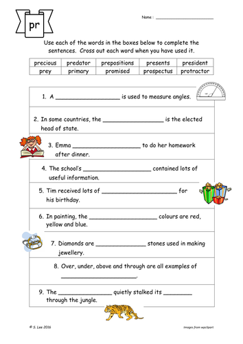 pr blends worksheets teaching resources