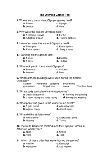The Olympic Games Test
