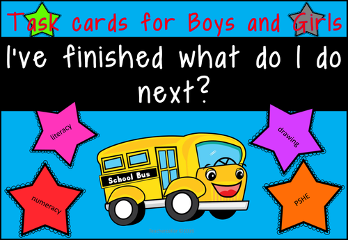 I'm Finished Task cards for Boys and Girls