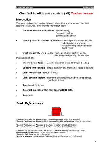 Chemical bonding and structure (AS)