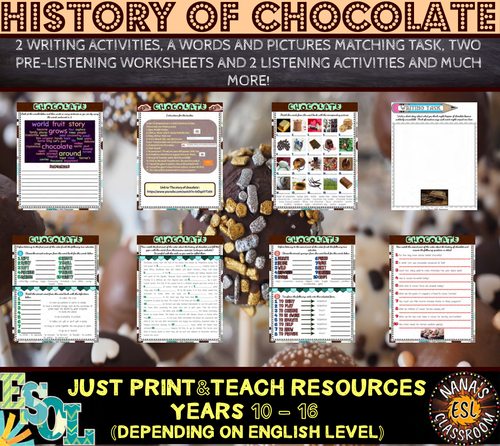 HISTORY OF CHOCOLATE (ESL): Listening and Writing Practice