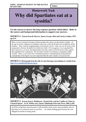 Why did Spartiates eat at a syssitia?