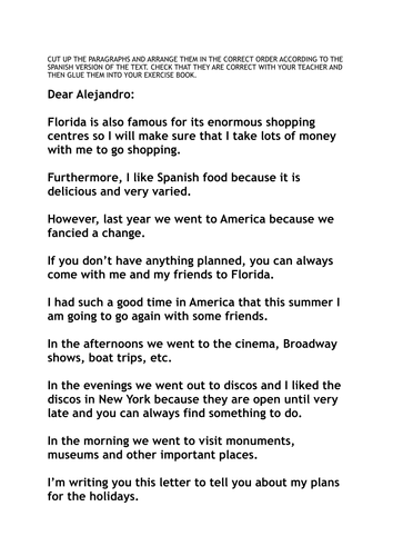 Spanish essay about holidays picture