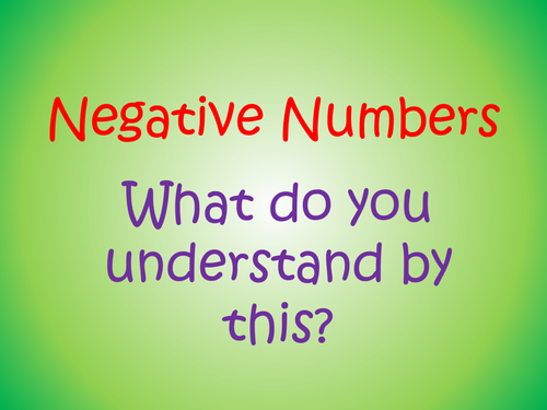 Understanding Negative Numbers