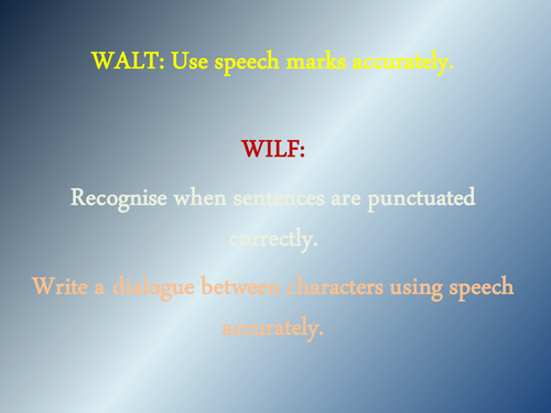 Speech Marks Introduction and Activity