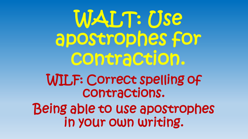 Apostrophes for Contractions