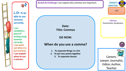 Complete Lesson How To Use Commas Correctly Teaching Resources