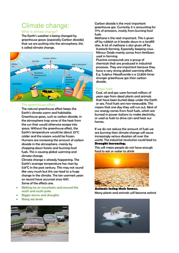 Information on climate change and global warming