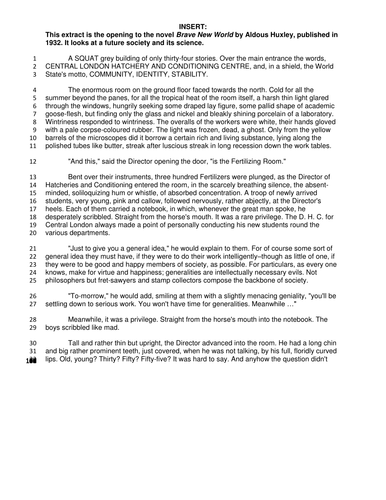 English teachers essay brave new world