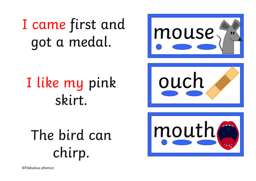 decodable book to print. RWI set 2 sound 'ou' Year 1 Phonics  7 pages words with sound buttons