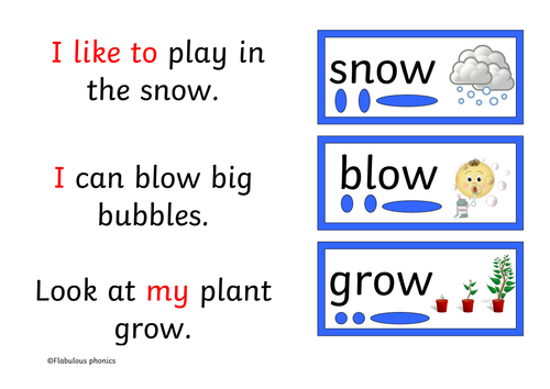 decodable book 7 pages long Phonics Year 1 RWI st 2 sound 'ow' blow the snow