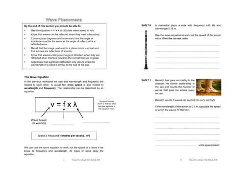 Wave Phenomena &  The Universe Workbook (Reflection, Refraction, Diffraction and Doppler)