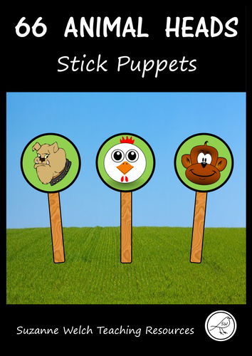 Stick Puppets  -  ANIMALS  (HEADS ONLY)  -   66 puppets