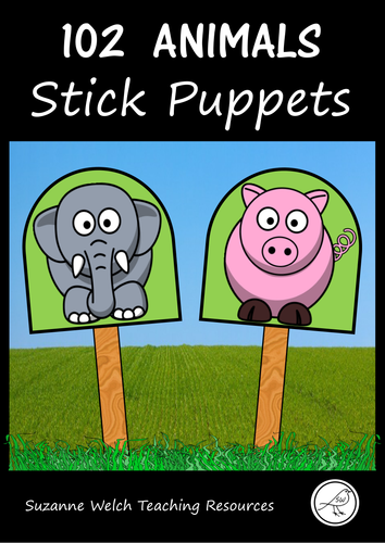 Stick Puppets  -  ANIMALS  -  102 puppets in total!