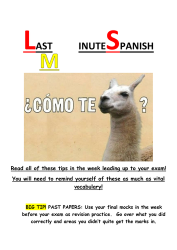 Year 11 Spanish Listening and Reading Strategies booklet - former and new GCSE AQA