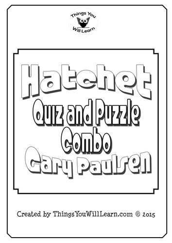 Hatchet Quiz, Test, and Crossword Puzzle Pack