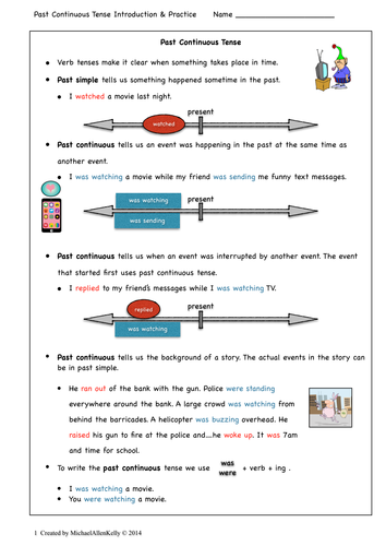 Past Continuous Worksheets