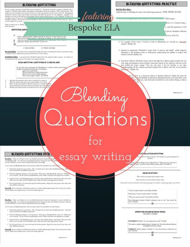 Blending Quotations into Writing Using the TCS Method-- for Literary Analysis Writing