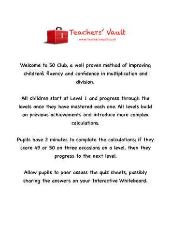 Y5 50 club - multiplication and division
