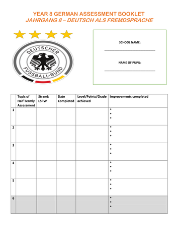 New GCSE KS3 Assessments - Year 8 German