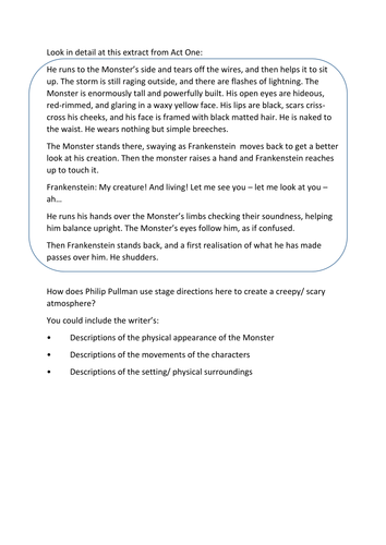 KS3 Plays: Frankenstein Tasks