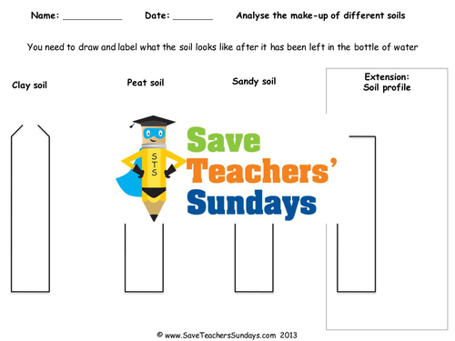 Comparing Soils (left in bottles of water) KS2 Lesson Plan, Soil Profile and Worksheet