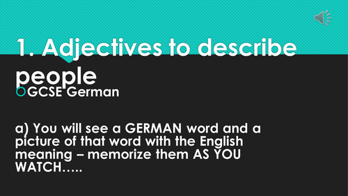Vocab Reel - Adjectives and Opinions - GCSE German