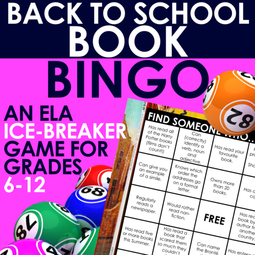 BACK TO SCHOOL BOOK BINGO - 10 'Ice Breaker' Bingo Cards on Reading Habits