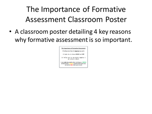 The Importance of Formative Assessment Classroom Poster