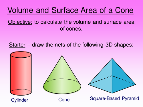 Volume and Surface Area of a Cone | Teaching Resources