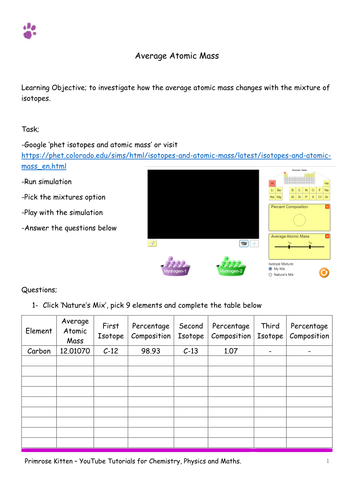 Isotopes Worksheet Answers Extension Questions