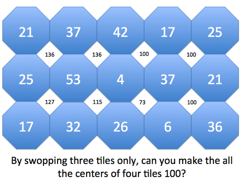 Rearranging tiles, addition and subtraction