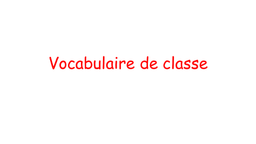 Vocabulaire de classe | Teaching Resources