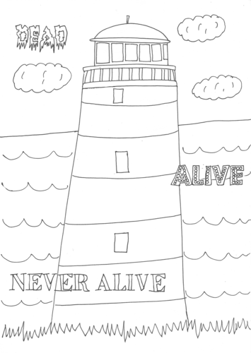 Dead, Alive, Never Lived: Ocean Theme: Lighthouse Worksheet to Colour In