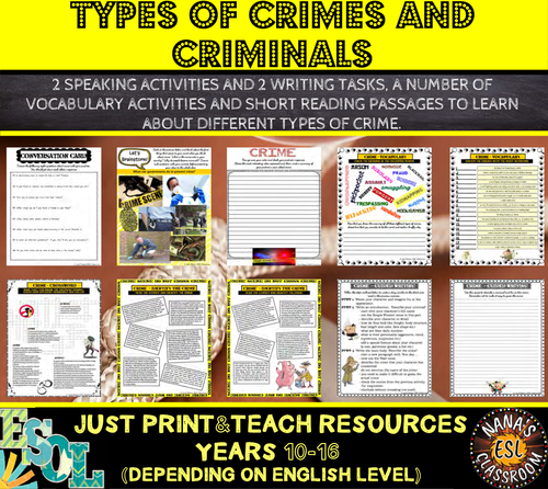 CRIME (ESL): Speaking, Reading and Writing Practice