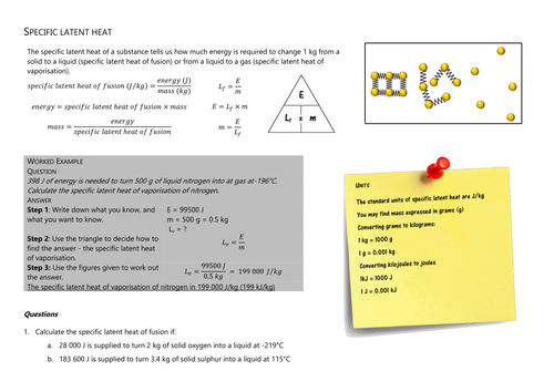 Specific latent heat calculations