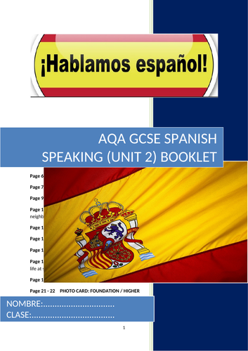 GCSE AQA Speaking booklet