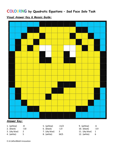 Solving Quadratic Equations - Solo Colouring Worksheet