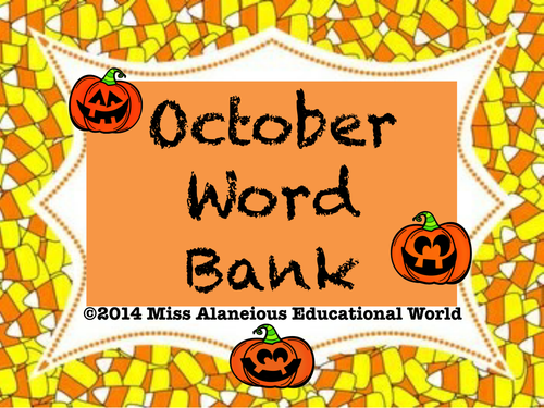Here is an October word bank that will completely come in handy for a Writer's Notebook.