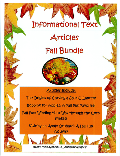 Informational Text: Fall Bundle of Articles
