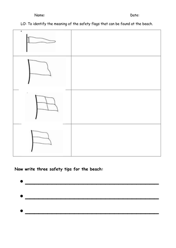 KS1 Seaside - beach safety flags