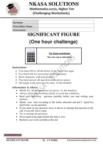 SIGNIFICANT FIGURE(One hour challenge) for hardworking and bright GCSE / A Level students