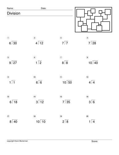 Division Worksheets for Primary School Children Maths Mathematics Homework