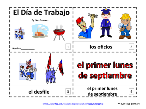 Spanish Labor Day 2 Emergent Reader Booklets - Día de Trabajo