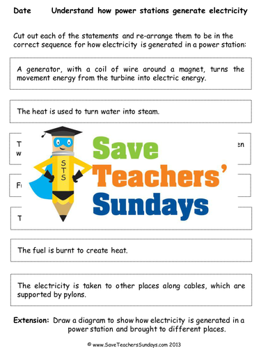 How Power Stations Generate Electricity KS2 Lesson Plan, Activity and Card Puzzle