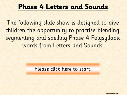 Phonics - Letters and Sounds, Phase 4 Polysyllabic Words, pack 3