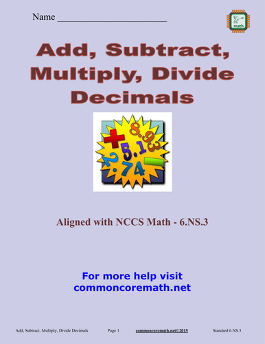Add, Subtract, Multiply, Divide Decimals - 6.NS.3