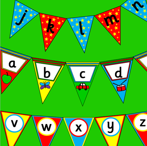 Alphabet bunting- 3 different sets- colour and black and white