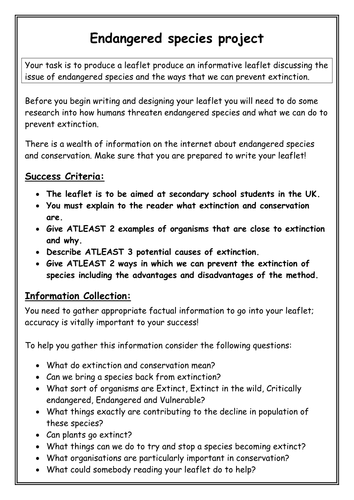 Extinction and conservation lesson